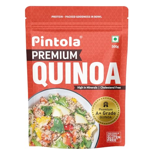 Image of Pintola Premium Quinoa 500g, Cereal for Breakfast, High in Protein & Dietry Fibre, Minerals, Cholesterol-Free, Gluten-Free Quinoa Seeds Diet Food for Weight Management (500g)