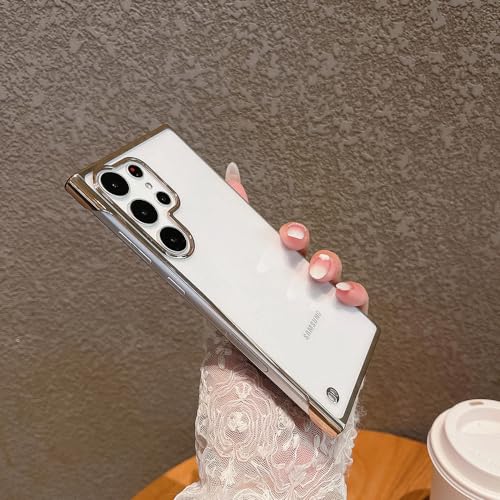 Coque Samsung S20 Plus mince sans cadre rigide transparente et or