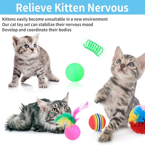 Gaomoeny 22 Stück Katzenspielzeug Set, Katzentunnel Interaktives Katzen Zubehör, Katzen Angel Spielzeug Katze Federspielzeug, Spielzeugmäuse, Katzenbälle, Cat Toys, Kitten Spielzeugs