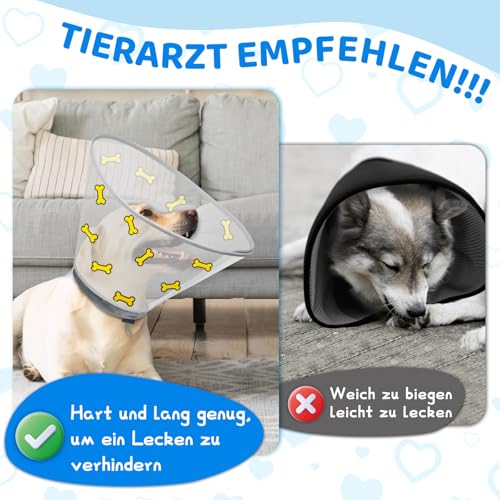Supet Hundekragen Erholungshalskrause für Hunde zur Verhinderung des Leckens,Verstellbarer weicher elisabethanischer Hundekragen für große, mittlere und kleine Hunde mit weichem Schutzrand