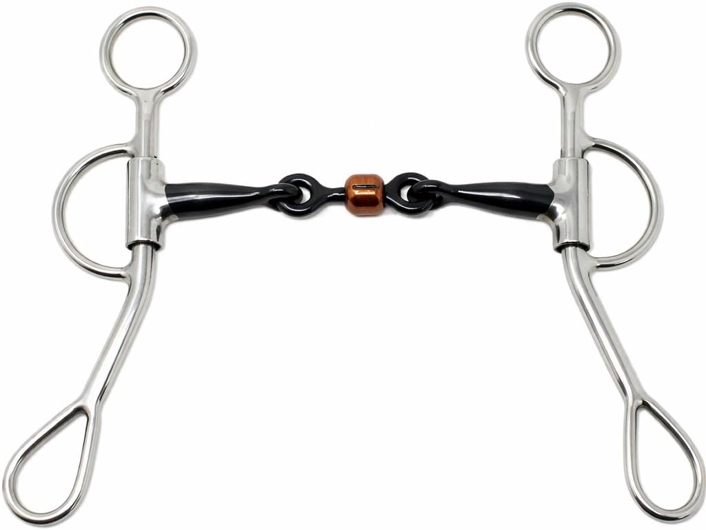 Horse Western Sweet Iron 6" Mouth Dog Bone Snaffle w/Copper Roller Bit 35313E