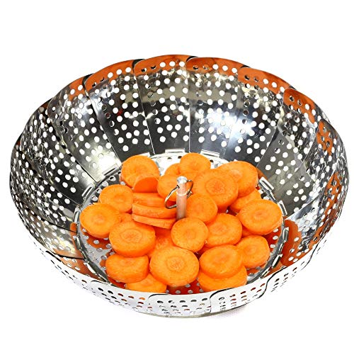 Vegetable Steamer Basket Stainless Steel Collapsible Steamer Insert for Steaming Veggie Food Seafood Cooking Expandable to Fit Various Size Pots