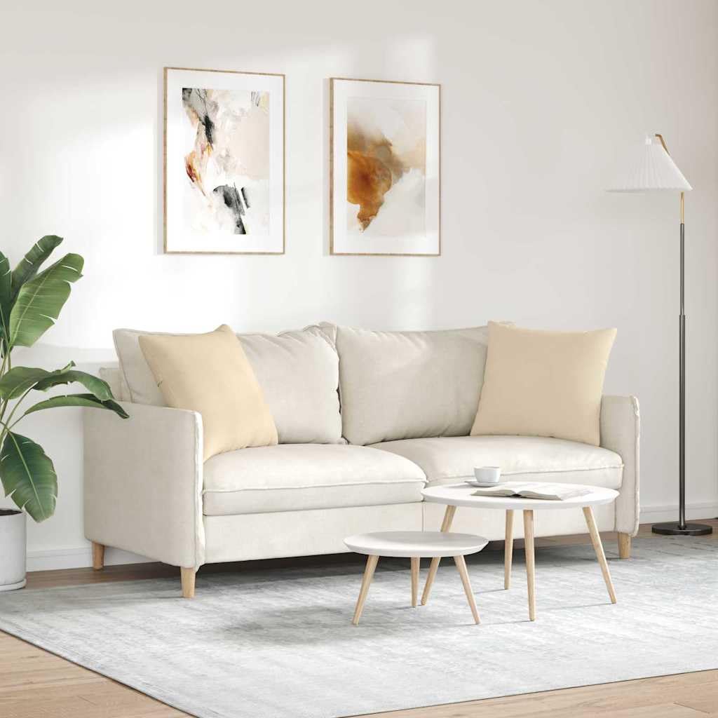 Cuscino Divano 2 Pezzi Crema 50x50 cm Tessuto Imbottito con Rivestimento Sfoderabile Morbido e Comodo per Soggiorno Sala da Pranzo Ufficio Ergonomico Lavabile Antiscivolo