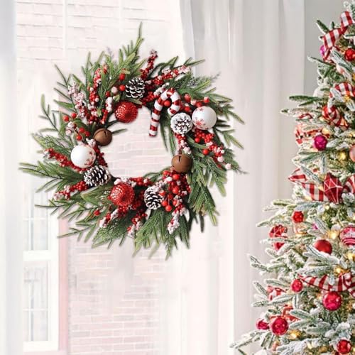 Corona de Navidad para puerta y decoraciones artificiales de invierno 4