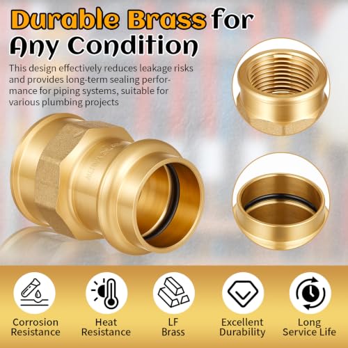 Image of 16 Pack 3 /4 inch Press x 3 /4 inch FIP Brass Press Fittings | Npt Adapter for Residential & Commercial Piping