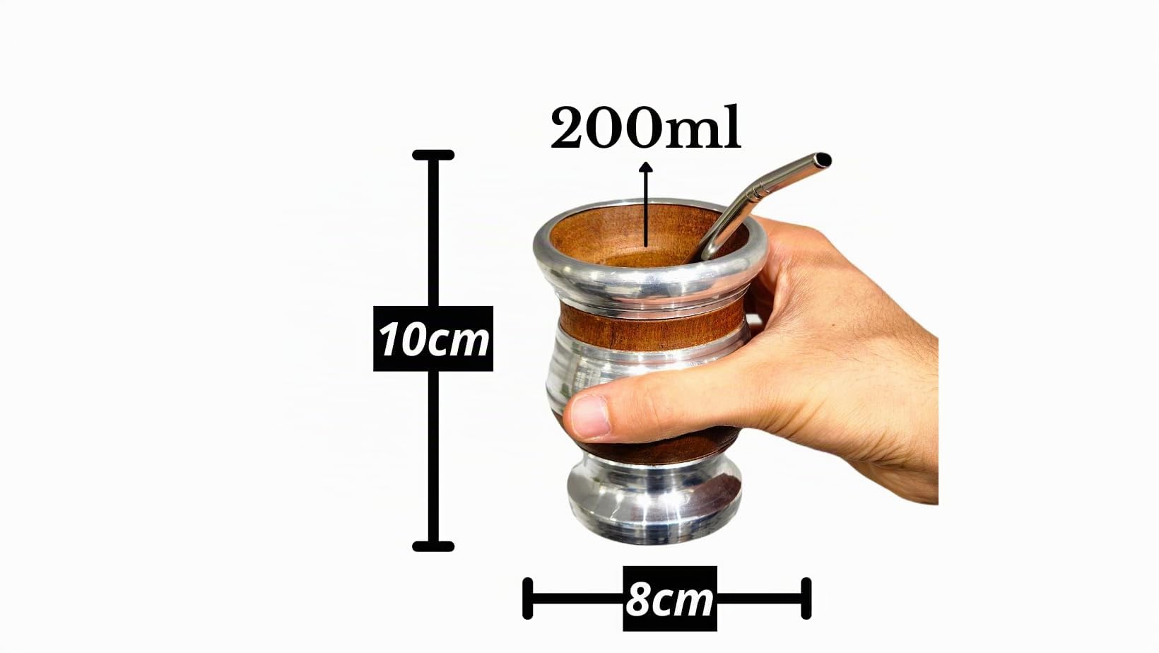 Mate Madera Algarrobo Argentino, Mate Argentino con Bombilla de Acero Inoxidable, Hecho a Mano por Artesanos Argentinos, Calabaza Gourd Cup