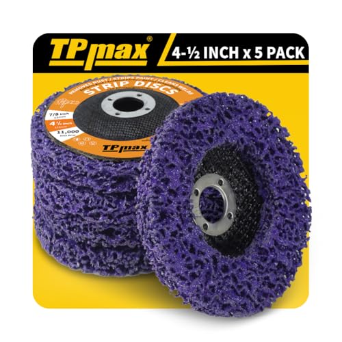 TPmax 4-1/2' x7/8'' Stripping Discs Rust Remover Wheel Remove Paint and Oxidation Poly Strip Wheel Disc Abrasive Angle Grinding Wheel - 5 Pack(Purple)