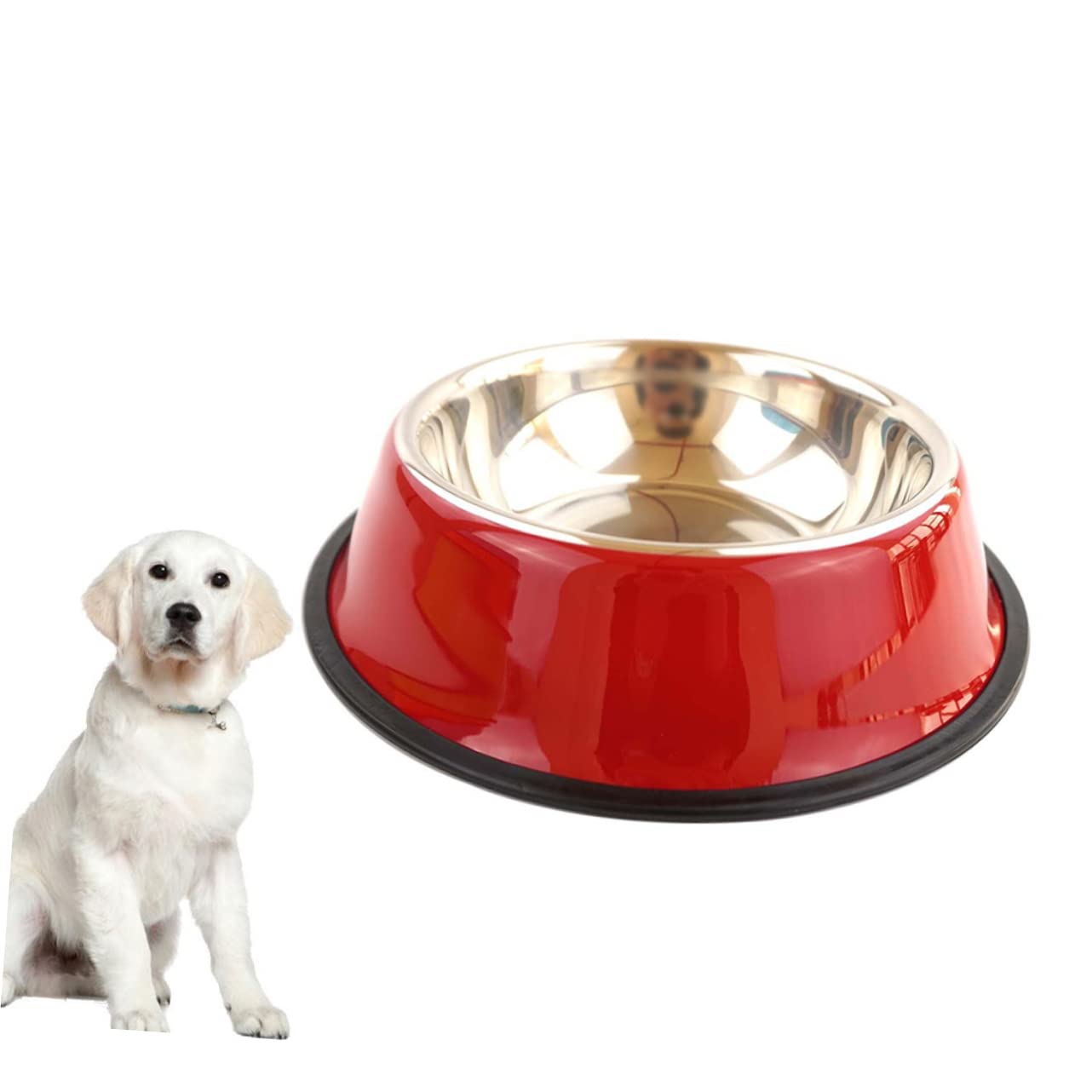 COLLBATH 3stücke Edelstahl Futterschale Für Haustiere rutschfest Für Hunde Und Katzen Glänzende Oberfläche Für Futter Und Wasser Rot Antischlingnapf Einfach Zu Reinigen Stilvolles