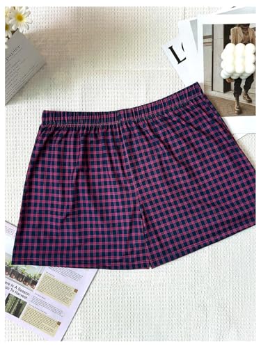 SweatyRocks Men's 3 Pack Plaid Pajama Shorts Elastic Waist Lounge Shorts Sleepwear4