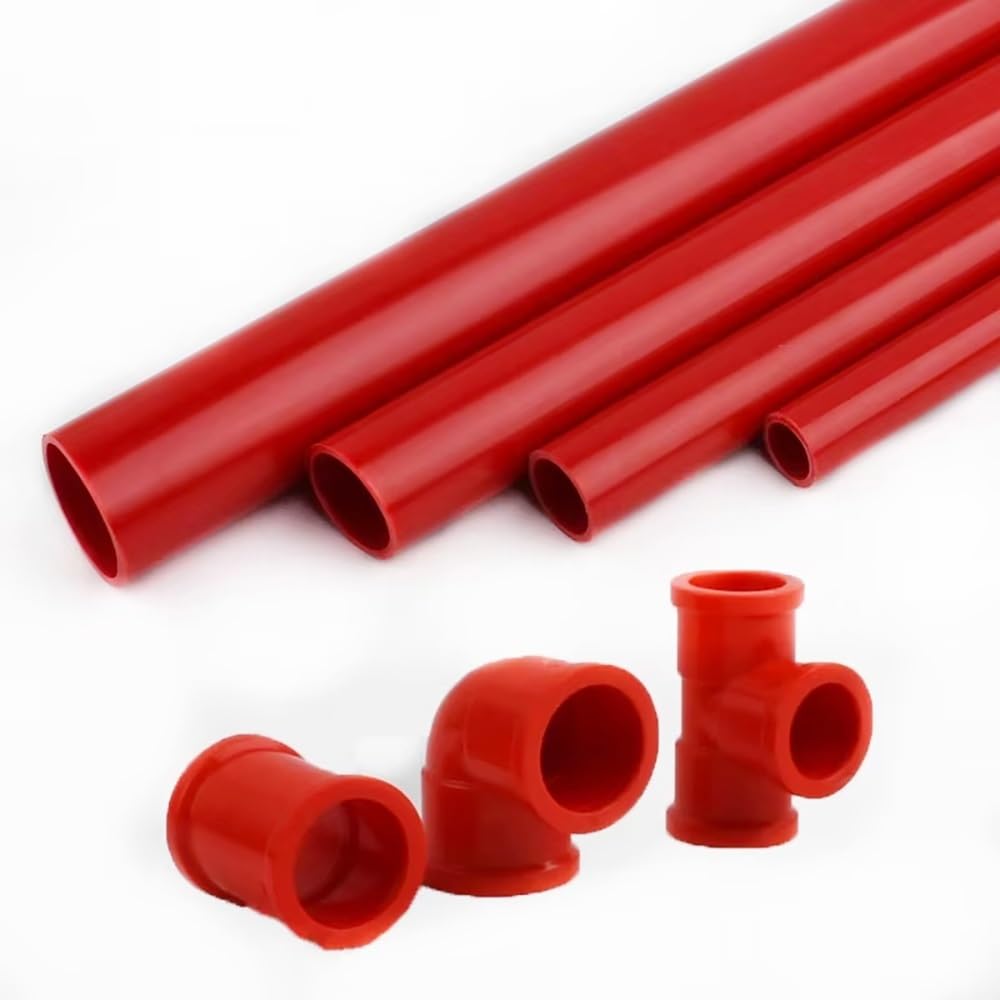 Tubo UPVC Rosso Da 2 Pezzi, Lunghezza 50 Cm (20/25/32/40/50 Mm) – Raccordi For Impianti Idraulici Fai Da Te, Acquari, Sistemi Di Irrigazione Esterni(PVC Pipe,40mm(2pcs))