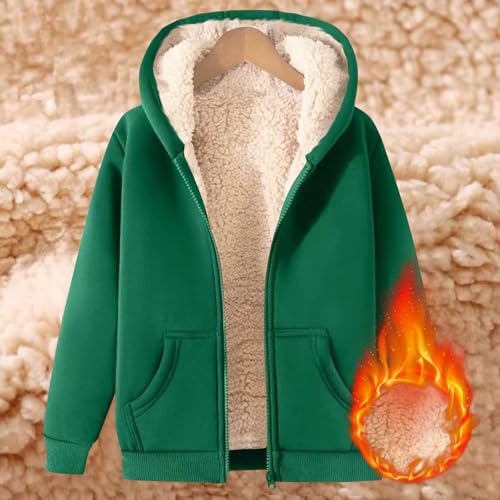Girls Fleece Sweatshirt Full Zip Hoodies Casual Fall Jacket with Pockets Sherpa Lined Hoodie Jacket Warm Outwear Tops3