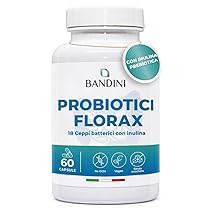 Bandini® FLORAX PROBIOTICS | Fermenti Lattici Probiotici per l’intestino – 20 Miliardi UFC – 18 Ceppi Batterici tra cui Lactobacillus, BifidoBacterium – Probiotico naturale – 60 Capsule per 60 Giorni