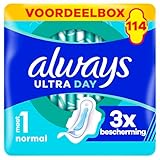 Always Ultra Day Damenbinden Normal (Größe 1) mit Flügeln 114 Stück, Super Saugfähig Und Ultra Dünn, für Die Periode