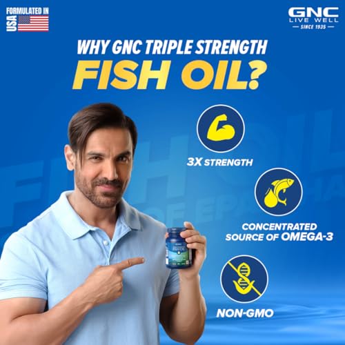 GNC 1500 MG Triple Strength Fish Oil Omega 3 Capsules for Men & Women