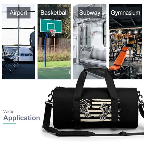 Vintage U.S.A Flag Motocross Dirt Bike Compact Gym Bag Travel Duffel Bags Lightweight Foldable Sports Tote Gymbag3