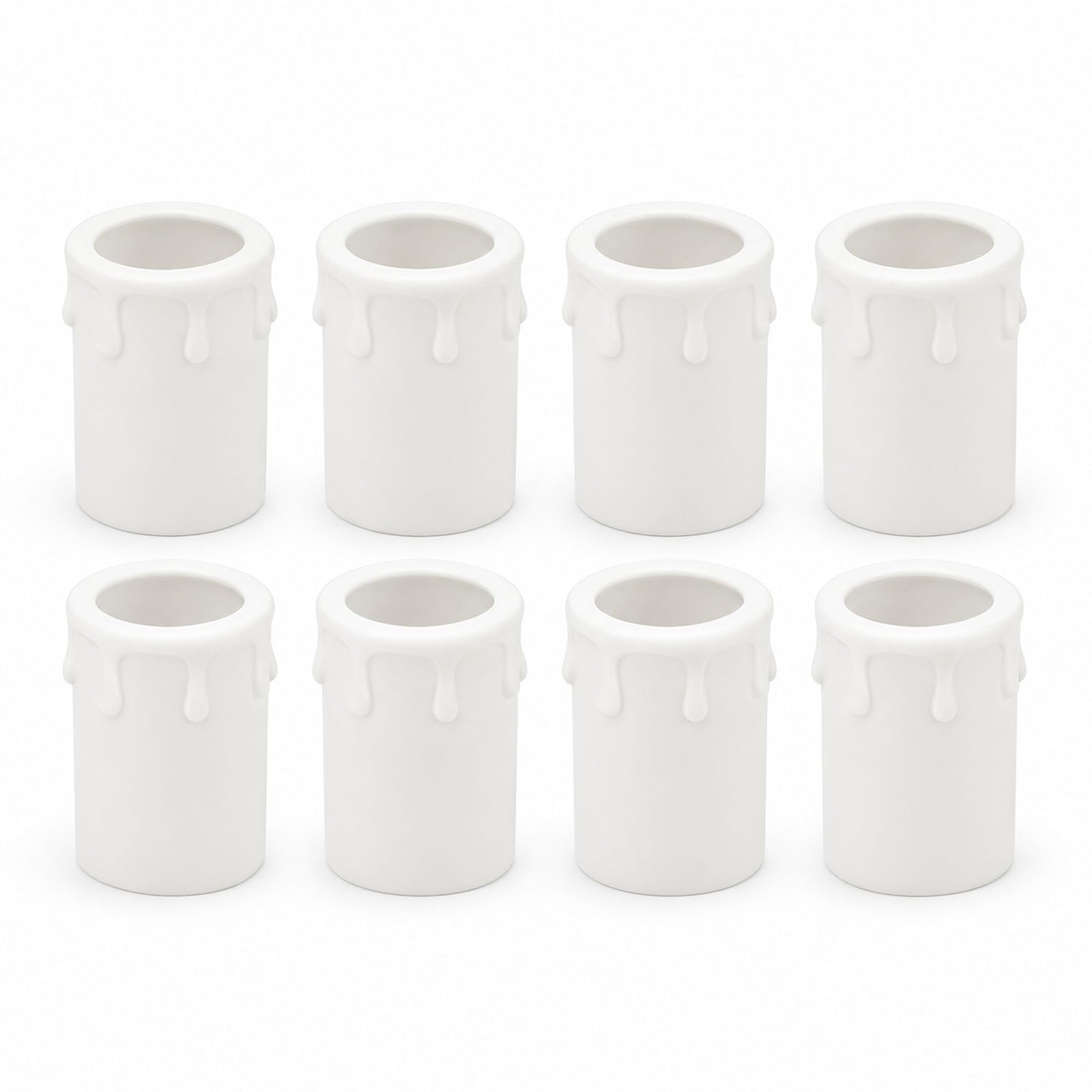 YouXunGS 8 Pack White Candle Drip Sleeves, 44x60mm Plastic Candle Socket Covers, Chandelier Candle Tubes for Chandeliers, Wall Lights & Christmas Decorations