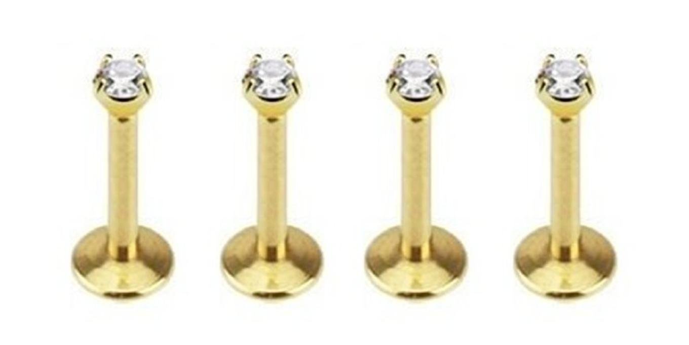 Pierce Me4pcs Gold Plated Labret Lip Rings Titanium Anodized