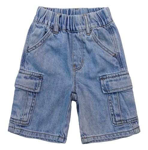 KIDSCOOL SPACE Baby Little Big Boys Shorts,Girls Ribbed Elastic Waist Summer Half Pants Cargo Jeans