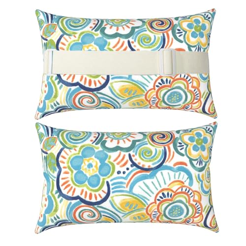 Hearda Paquete de 2 Reposacabezas Silla Exterior para Tumbona, Cojines del Reposacabezas Impermeable para Silla de Solar con Elásticas Ajustables para Jardín Playa (28 * 40cm,Vintage Ethnique)