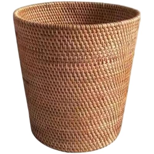 Muzrunq Poubelle Ronde en rotin, 24 x 28 cm, idéale pour la Chambre, la buanderie, la Salle de Bain ou la décoration intérieure. Poubelle en Osier, tissée,...