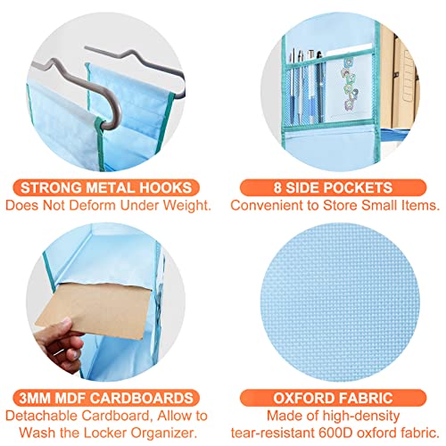 Sutinban 3 Shelf Hanging Locker Organizer For School, Gym, Work,Sturdy & Durable, Adjustable School Locker Shelf 38" *5.5" * 9", Blue With Green Trim #TOP5