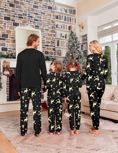 Ekouaer Family Christmas Pajamas Matching Sets Womens Mens Pjs Long Sleeve Sleepwear Holiday Lounge Sets