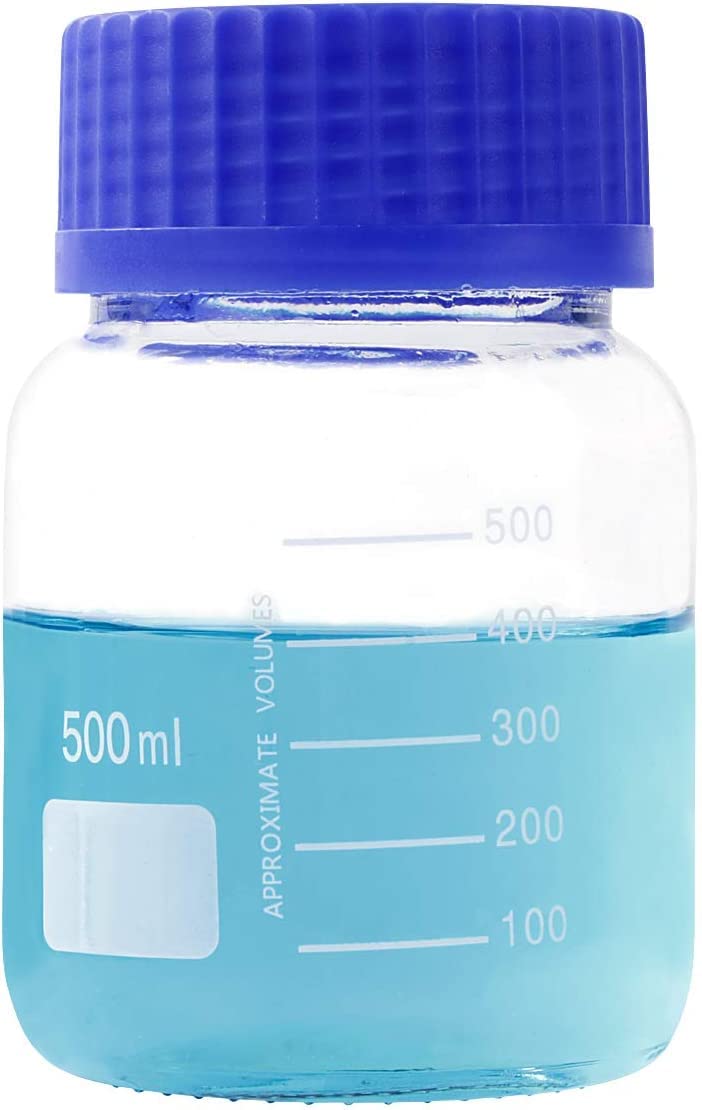 Basstein 1000ml Wide Mouth Glass Bottles – Pack Of 3, Autoclavable, Graduated, Leakproof Screw Cap (Orange)
