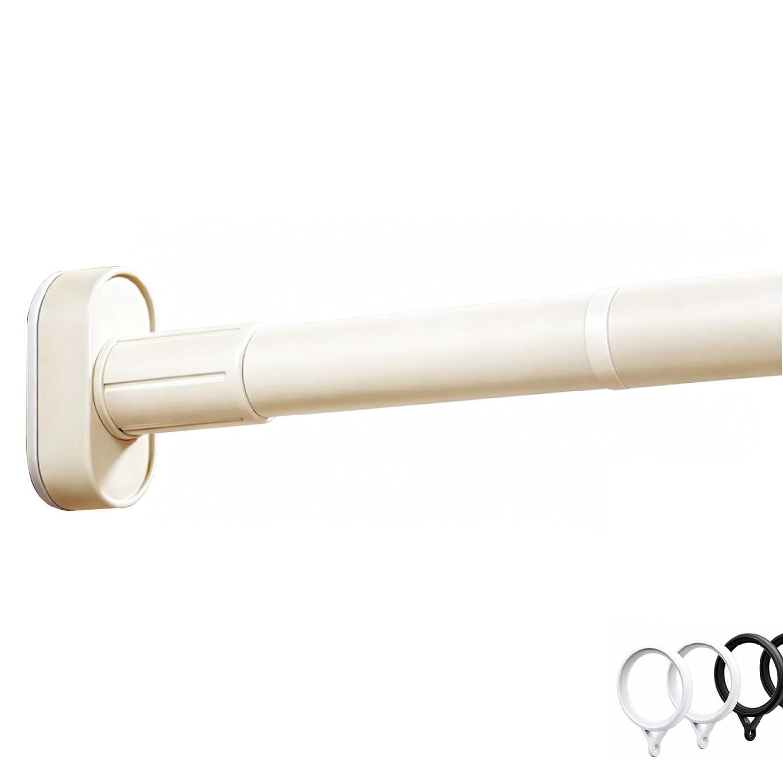 Qsnyjpl White Adjustable Tension Curtain Rod No Drilling, 14-170 In Antisilp Shower Curtain Rod With Ring For Home, Windows, Bathroom(,290-370Cm/114-146In)