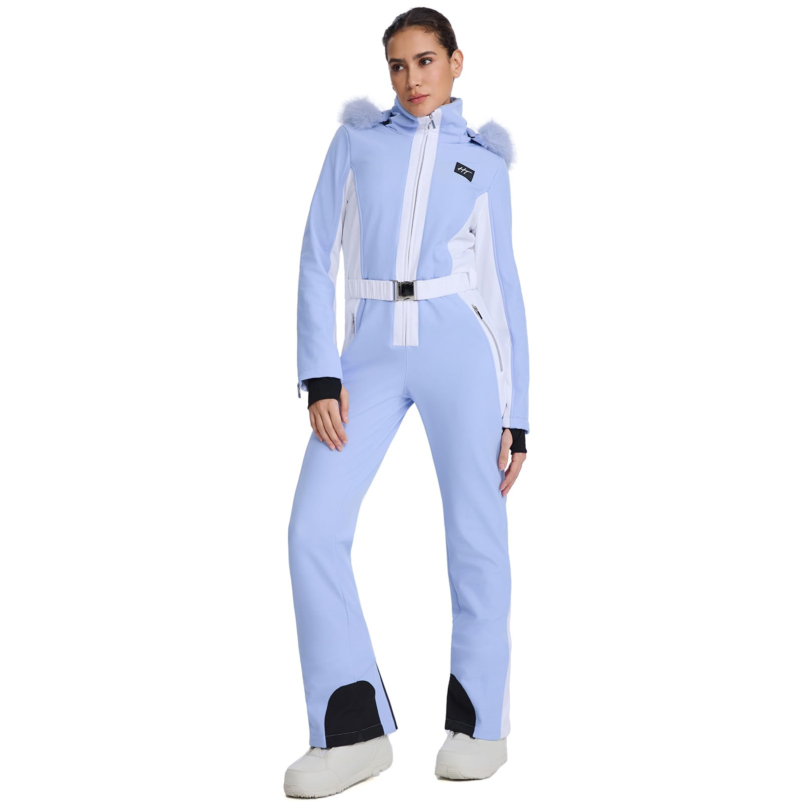 ALSOGO Traje de esquí de una pieza para mujer, mono aislado delgado, impermeable, a prueba de viento, snowboard de invierno para deportes al aire libre