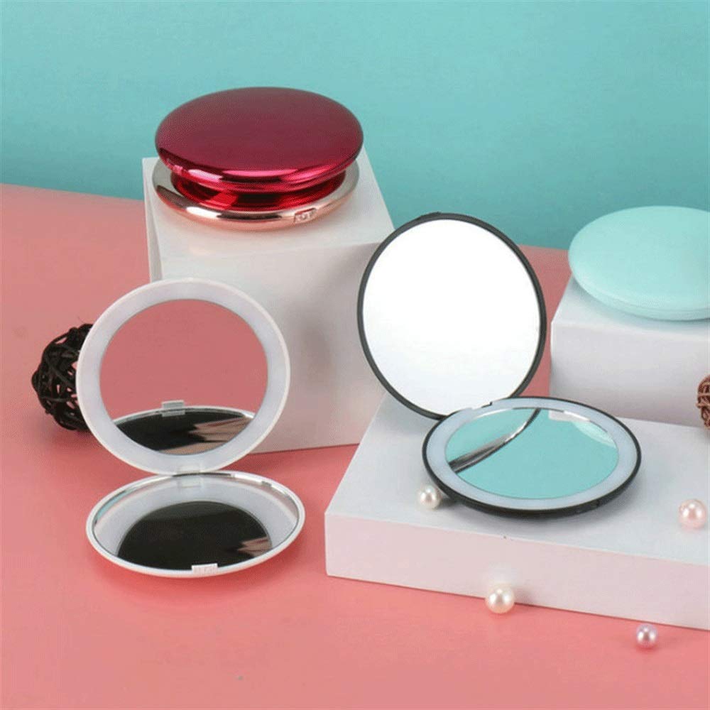 RTHGTFSZ Kosmetikspiegel 1 stück tragbare Make-up Spiegel led beleuchtet faltung runde vergrößern kosmetische Reise schönheit Ring Foto Fill licht kleine Spiegel (Color : F)