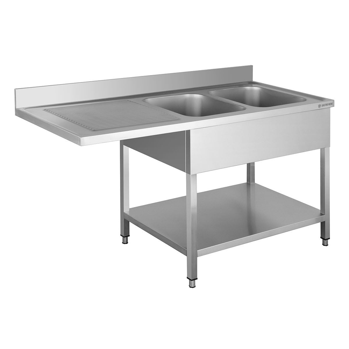GastroHero Plonge passage lave-vaisselle Basic 16x6 avec 2 bacs à droite | CHR Fournitures de la restauration