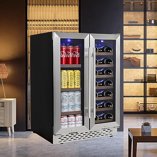GAOMON Wine and Beverage Refrigerator - 24" Dual Cooler, Independent Temperature Control, Upgraded Compressor, Quiet
