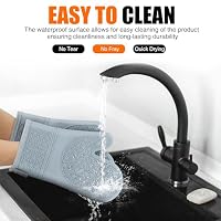 Silicone Oven Mitts, Heat Resistant 2PCS Oven Mitts with Soft Cotton Lining, Waterproof Non-Slip Grip Oven Glove, Kitchen Potholder Mits for BBQ, Baking, Cooking, 12.5 Inch - Grey — image 5
