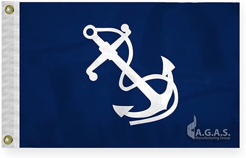 AGAS - Bandera de capitán oficial de puerto, 12 x 18 pulgadas, nailon 200D impreso, bordes de doble costura, encabezado de lona con ojales de latón,
