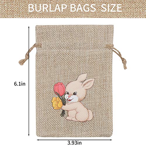 Ccinee 36Pcs Easter Burlap Bags With Drawstring,Bunny Burlap Gift Bag Jute Line Goody Bags For Kids Party Favor Supply #TOP1
