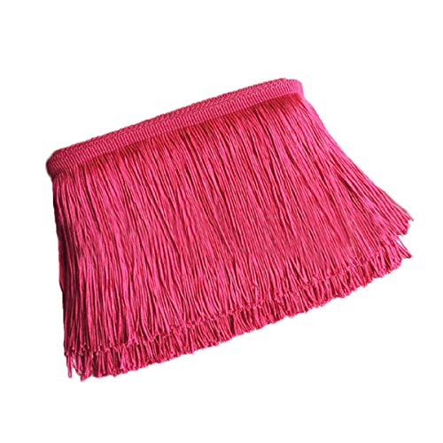 Yalulu - Puntilla de flecos, decorativa, 10 metros de largo y 10 cm de ancho, para manualidades y ropa latina, accesorios para ropas, cinta de encaje 5Yards*4.5cm Rosa rojo Cover