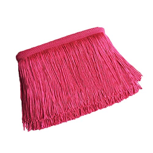 Yalulu, orlo con frangia, in pizzo, per fai da te, realizzazione di abiti per latino americano, per costumi di scena, accessori in pizzo, 10 m 5Yards*4.5cm Rose Red