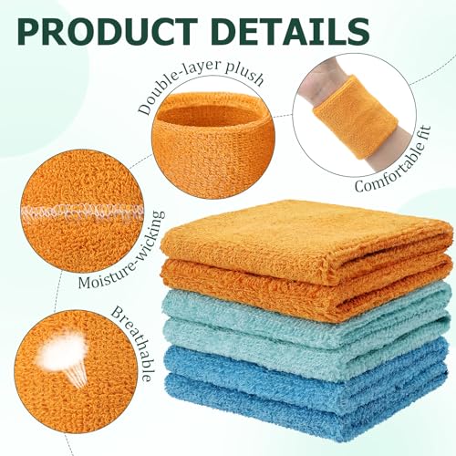 Image of Willbond Wrist Sweatbands, Sports Sweatbands for Competition, Sweat Absorbent, for Basketball, Tennis, Football, Running and Work (Pack of 6)