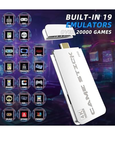 Image of SSR New Retro Game Console, Nostalgia Gaming Stick, Classic Video Games with 4K HDMI, 20,000+ Games and 19 Emulators, Upgraded Dual 2.4G Wireless Controllers 64GB