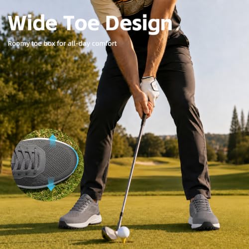 KEFUWU Mens Spikeless Waterproof Golf Shoes