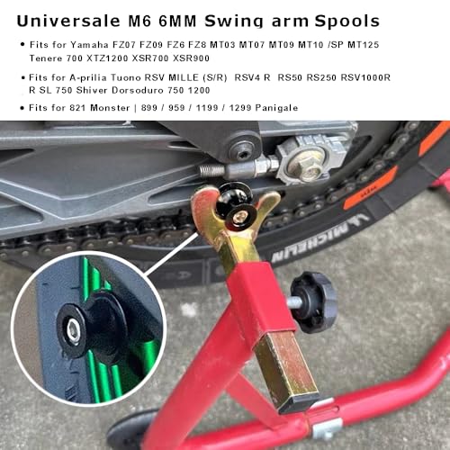 2Pcs M6 Ständeraufnahme 6mm Bobbins Montageständer Adapter CNC Aluminium für MT-03 MT-01 MT-07 MT-09 MT-10 MT-125 2000-2022(Schwarz)