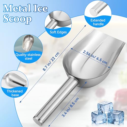 Image of Ice Scoop with Magnetic Scoop Holder Compatible with GE Opal 2.0 Nugget Ice Makers, 9 In Low-Carbon Stainless Steel Alloy Scooper for Kitchen Refrigerator Accessory Pet Food Scooper(Black)