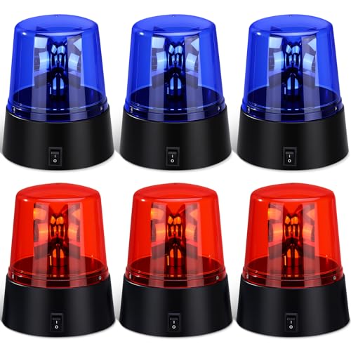 Grinsvalley 6 Pcs LED Strobe Light Battery Powered 360 Rotating, Red,Blue