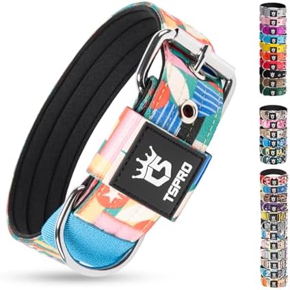 TSPRO Tactical Collar for Dogs, Padded, Width 3.8 cm, Adjustable
