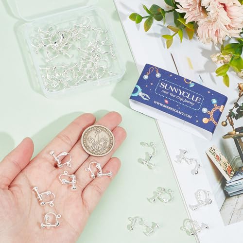 SUNNYCLUE 40PCS Silver Brass Screw Back Earring Converter Clip Backs Non-Pierced Earring Component Set - Image 3