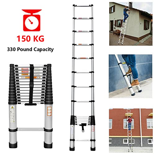 Telescoping Ladder, 14 Ft Aluminum Telescopic Ladder Extension Collapsible Ladder For Rv, Multi-Purpose Folding Ladder Roof Ladder Attic Ladder, Heavy Duty 330Lbs Max Capacity Outdoor Work Ladder #TOP4