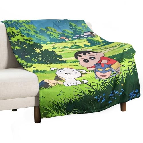 Booaee ブランケット クレヨンしんちゃん フランネル 暖かい マイクロファイバー ファッション 毛玉防止 膝パッド 柄物 ふわふわ 柔らかい 軽くて通気性 肌に優しい 秋冬用