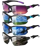 GGSTDDUP 4 Pack Polarized Sports Sunglasses for Men & Women | UV Protection Lightweight Wraparoun...