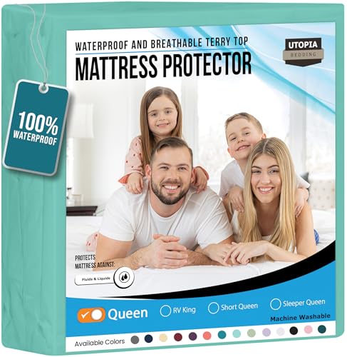 image for Utopia Bedding Waterproof Mattress Protector Queen Size, Premium Terry