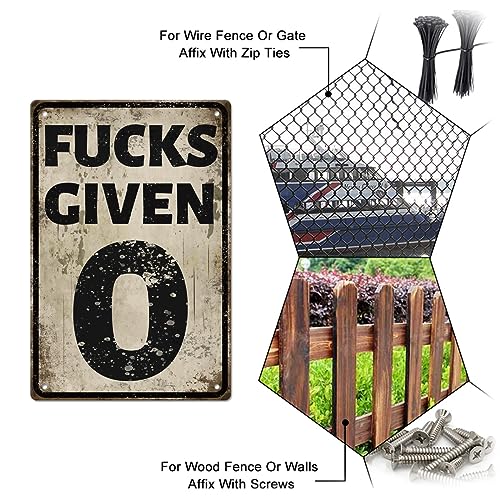 GLOBLELAND 0 Fucks Given Retro Metal Sign Parody Speed Limit Sign 8x12" Funny Signs For Man Cave Vintage Metal Tin Sign For Bedroom - Image 4